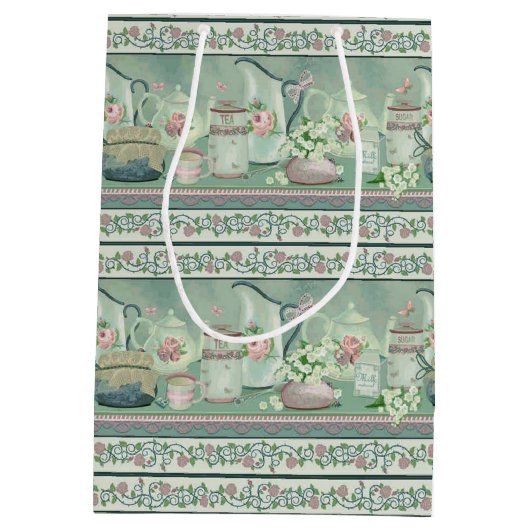 Blauwgroen thee & Rozen Gift Bag Medium Cadeauzakje (Achterkant)