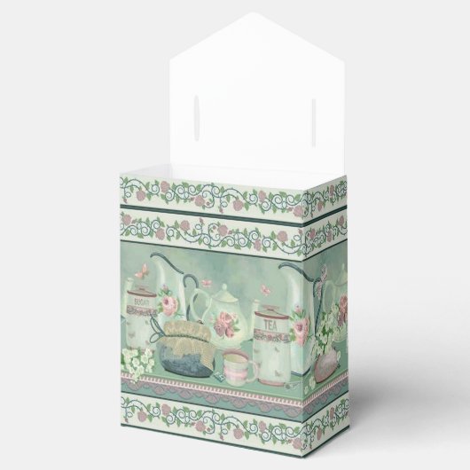  Blauwgroen thee & Rozen Tent Favor Box Bedankdoosjes (Geopend)