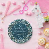 Blauwgroen Tiffany Glitter Foxier Gouden Krans Gar Papieren Bordje (Feest)