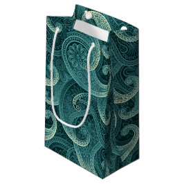 Blauwgroen tijdloos Paisley-patroon Klein Cadeauzakje