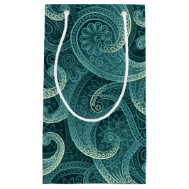 Blauwgroen tijdloos Paisley-patroon Klein Cadeauzakje