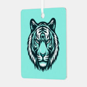 Blauwgroen tijger Design Metalen Ornament (Voorkant links)