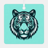 Blauwgroen tijger Design Metalen Ornament (Voorkant)