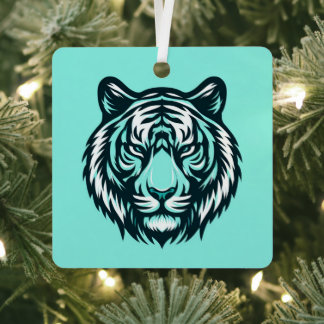 Blauwgroen tijger Design Metalen Ornament