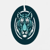 Blauwgroen tijger Design ook Metalen Ornament (Voorkant links)