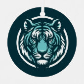 Blauwgroen tijger Design ook Metalen Ornament (Voorkant)