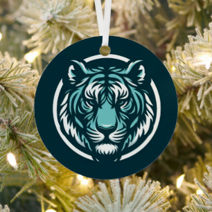Blauwgroen tijger Design ook Metalen Ornament