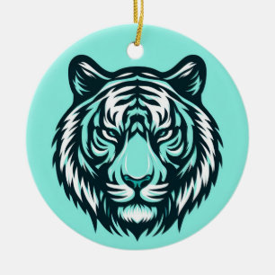 Blauwgroen tijger keramisch ornament