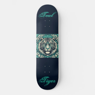 Blauwgroen tijger op Scrolly Square Persoonlijk Skateboard