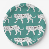 Blauwgroen tijger papieren bordje (Voorkant)