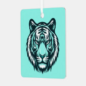 Blauwgroen tijgerontwerp ook metalen ornament (Voorkant links)