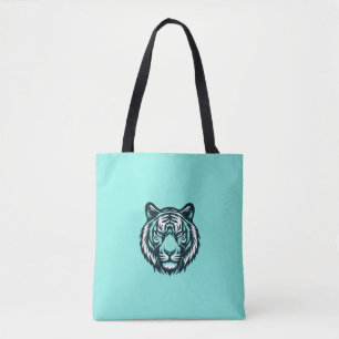 Blauwgroen tijgerontwerp ook tote bag