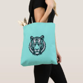 Blauwgroen tijgerontwerp ook tote bag (Dichtbij)