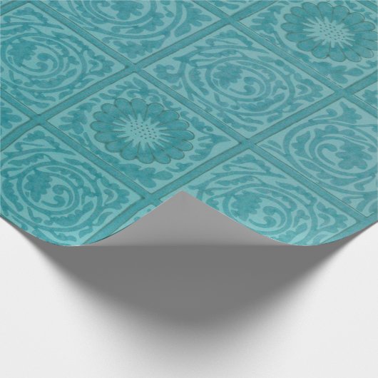 Blauwgroen Tile Pattern (door William Morris) Cadeaupapier (Hoek)