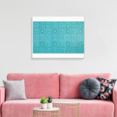 Blauwgroen Tile Pattern (door William Morris) Canvas Afdruk (Insitu (Woonkamer))