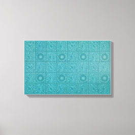 Blauwgroen Tile Pattern (door William Morris) Canvas Afdruk