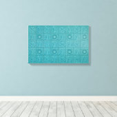 Blauwgroen Tile Pattern (door William Morris) Canvas Afdruk (Insitu (Houten vloer))