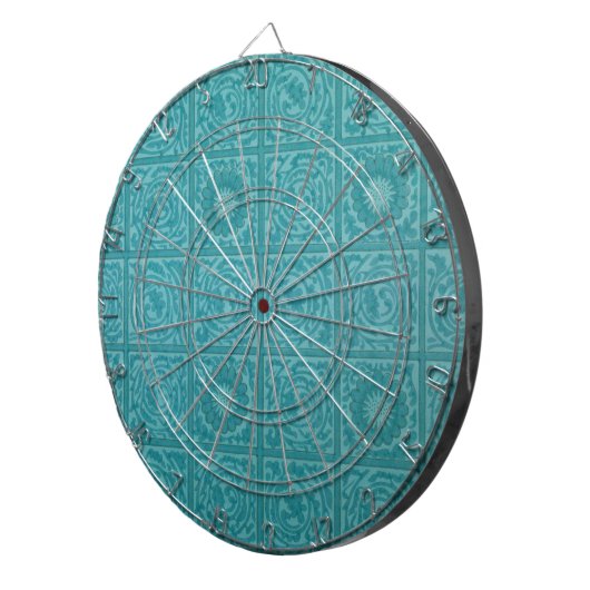 Blauwgroen Tile Pattern (door William Morris) Dartbord (Voorkant Rechts)