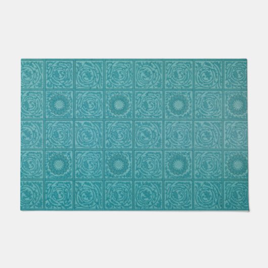 Blauwgroen Tile Pattern (door William Morris) Deurmat (Voorkant)