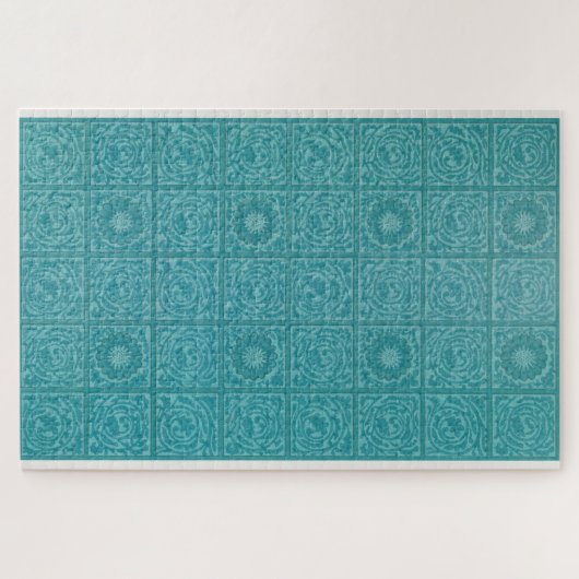 Blauwgroen Tile Pattern (door William Morris) Legpuzzel (Horizontaal)