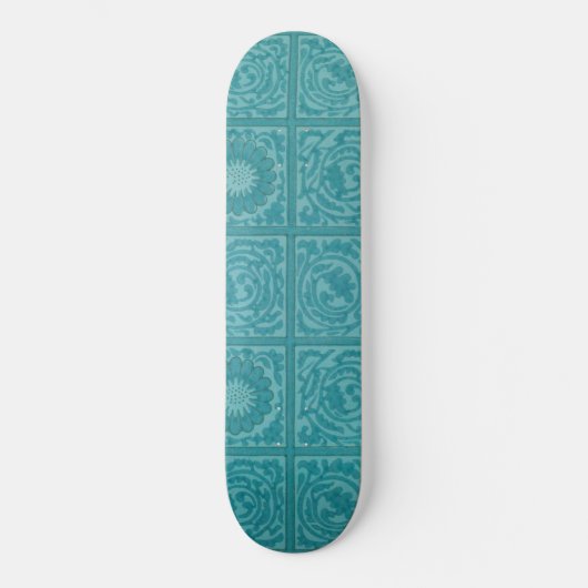 Blauwgroen Tile Pattern (door William Morris) Persoonlijk Skateboard (Voorkant)