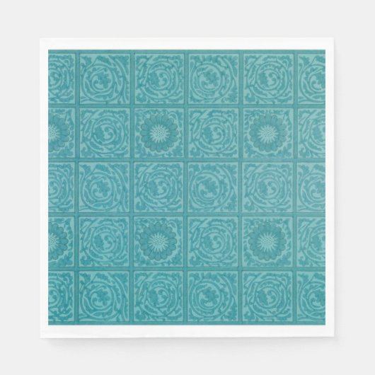 Blauwgroen Tile Pattern (door William Morris) Servet (Voorkant)