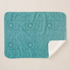 Blauwgroen Tile Pattern (door William Morris) Sherpa Deken