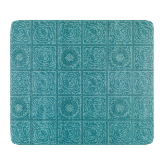 Blauwgroen Tile Pattern (door William Morris) Snijplank (Voorkant)