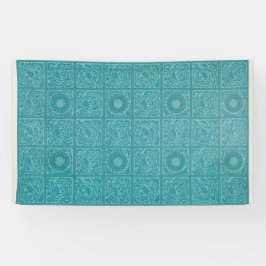 Blauwgroen Tile Pattern (door William Morris) Spandoek