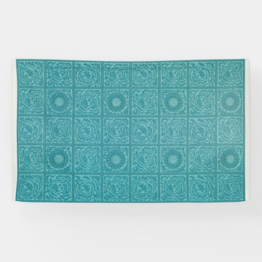 Blauwgroen Tile Pattern (door William Morris) Spandoek (Horizontaal)
