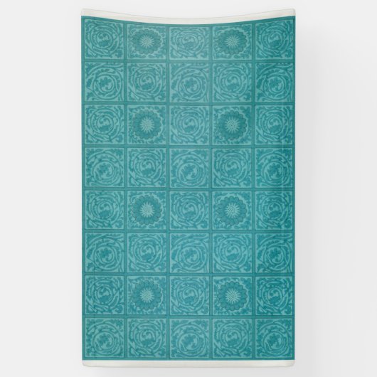 Blauwgroen Tile Pattern (door William Morris) Spandoek (Verticaal)