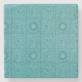 Blauwgroen Tile Pattern (door William Morris) Stenen Onderzetter