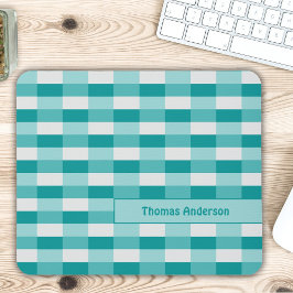 Blauwgroen tinten kleurblokken met lichtgrijs muismat