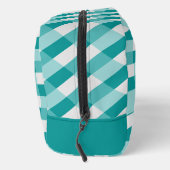 Blauwgroen tinten kleurblokken met lichtgrijs toilettasje (Rechts)