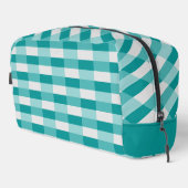 Blauwgroen tinten kleurblokken met lichtgrijs toilettasje (Rechterhoek)