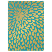 Blauwgroen tonnen Abstracte gouddruppels Klembord (Achterkant)