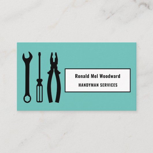 Blauwgroen Tool Handyman Services Visitekaartje (Voorkant)
