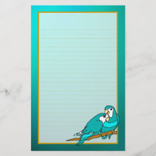 Blauwgroen Tortelduifjes Aquamarijn fijn gevoerd b Briefpapier