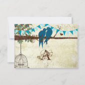 Blauwgroen Tortelduifjes die in een Boom RSVP zitt (Achterkant)