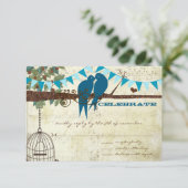 Blauwgroen Tortelduifjes die in een Boom RSVP zitt (Staand voorkant)