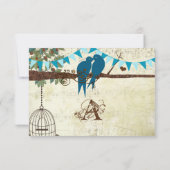 Blauwgroen Tortelduifjes die in een Boom RSVP zitt (Achterkant)