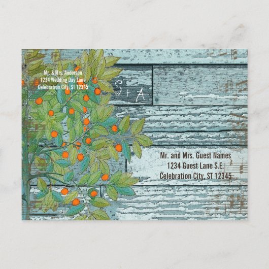 Blauwgroen Tortelduifjes die in een Boom zitten sp Aankondigingskaart (Achterkant)