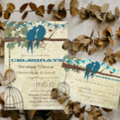 Blauwgroen Tortelduifjes die in een Boom zitten sp Kaart