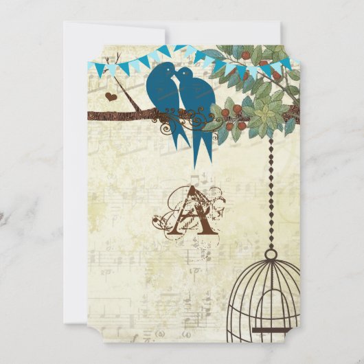 Blauwgroen Tortelduifjes die in een Brondenweddens Kaart (Achterkant)