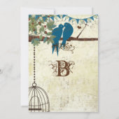 Blauwgroen Tortelduifjes die in een bundelingwekke Kaart (Achterkant)