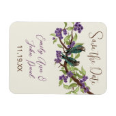 Blauwgroen Tortelduifjes - Paarse bloeiboom Magneet (Horizontaal)