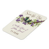 Blauwgroen Tortelduifjes - Paarse bloeiboom Magneet (Linkerzijde)