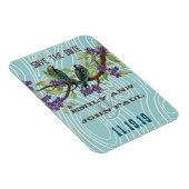 Blauwgroen Tortelduifjes Paarse Cherry Blossom Magneet (Rechterzijde)