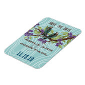 Blauwgroen Tortelduifjes Paarse Cherry Blossom Magneet (Linkerzijde)