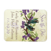 Blauwgroen Tortelduifjes Paarse Cherry Blossom Magneet (Horizontaal)